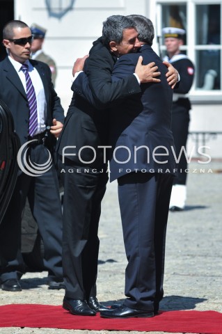  22.07.2014 WARSZAWA<br />SPOTKANIE PREZYDENTOW GRUPY WYSZEHRADZKIEJ<br />N/Z ROSEN PLEWNELIJEW PREZYDENT RP BRONISLAW KOMOROWSKI<br /> 