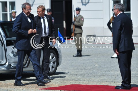  22.07.2014 WARSZAWA<br />SPOTKANIE PREZYDENTOW GRUPY WYSZEHRADZKIEJ<br />N/Z TOOMAS HENDRIK ILVES PREZYDENT RP BRONISLAW KOMOROWSKI<br /> 