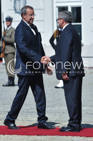  22.07.2014 WARSZAWA<br />SPOTKANIE PREZYDENTOW GRUPY WYSZEHRADZKIEJ<br />N/Z TOOMAS HENDRIK ILVES PREZYDENT RP BRONISLAW KOMOROWSKI<br /> 