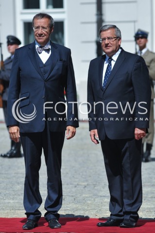  22.07.2014 WARSZAWA<br />SPOTKANIE PREZYDENTOW GRUPY WYSZEHRADZKIEJ<br />N/Z TOOMAS HENDRIK ILVES PREZYDENT RP BRONISLAW KOMOROWSKI<br /> 