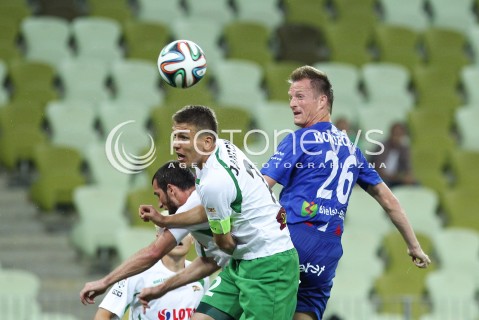  25.07.2014 GDANSK PGE ARENA STADION<br />PILKA NOZNA T-MOBILE EKSTRAKLASA SEZON 2014/2015<br />FOOTBALL POLISH EKSTRAKLASA SEASON 2014/2015<br />MECZ LECHIA GDANSK - PODBESKIDZIE BIELSKO - BIALA<br />N/Z RAFAL JANICKI BARTLOMIEJ KONIECZNY GLOWKA RZUT ROZNY<br /> 