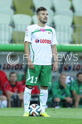  25.07.2014 GDANSK PGE ARENA STADION<br />PILKA NOZNA T-MOBILE EKSTRAKLASA SEZON 2014/2015<br />FOOTBALL POLISH EKSTRAKLASA SEASON 2014/2015<br />MECZ LECHIA GDANSK - PODBESKIDZIE BIELSKO - BIALA<br />N/Z MACIEJ MAKUSZEWSKI SYLWETKA <br /> 