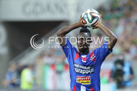  25.07.2014 GDANSK PGE ARENA STADION<br />PILKA NOZNA T-MOBILE EKSTRAKLASA SEZON 2014/2015<br />FOOTBALL POLISH EKSTRAKLASA SEASON 2014/2015<br />MECZ LECHIA GDANSK - PODBESKIDZIE BIELSKO - BIALA<br />N/Z FRANK KWAME ADU SYLWETKA <br /> 