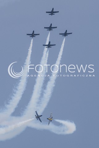  27.07.2014 GDYNIA <br />MISTRZOSTWA SWIATA RED BULL AIR RACE W GDYNII <br />Red Bull Air Race World Championship 2014 in Gdynia, Poland <br />N/Z ZESPOL BREITLING JET TEAM LATAJACY NA SAMOLOT AERO L-39 ALBATROS <br /> 