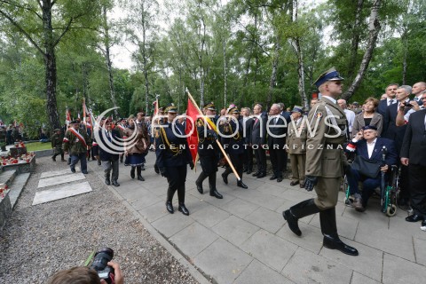  01.08.2014 WARSZAWA<br />GODZINA W PRZY POMNIKU GLORIA VICTIS NA POWAZKACH<br />N/Z POCZET SZTANDAROWY POWSTANIEC NA WOZKU<br /> 
