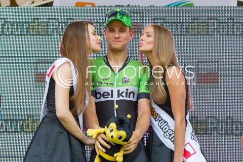 05.08.2014 RZESZOW<br />71 TOUR DE POLOGNE - ETAP III META W RZESZOWIE<br />N/Z THEO BOS DEKORACJA RADOSC WYGRANA PODIUM HOSTESSY ZWYCIEZCA<br /> 