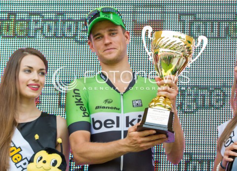  05.08.2014 RZESZOW<br />71 TOUR DE POLOGNE - ETAP III META W RZESZOWIE<br />N/Z THEO BOS DEKORACJA RADOSC WYGRANA PODIUM PUCHAR NAGRODA ZWYCIEZCA<br /> 