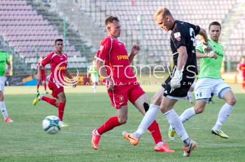  09.08.2014 LODZ PILKA NOZNA POLSKA PIERWSZA LIGA SEZON 2014/2015 FOOTBALL POLISH  WIDZEW LODZ - DOLCAN ZABKI N/Z EDUARDS VISNIAKOVS MATEUSZ KRYCZKA  