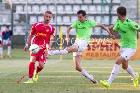  09.08.2014 LODZ PILKA NOZNA POLSKA PIERWSZA LIGA SEZON 2014/2015 FOOTBALL POLISH  WIDZEW LODZ - DOLCAN ZABKI N/Z RAFAL AUGUSTYNIAK DAMIAN SWIERBLEWSKI  