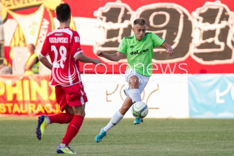  09.08.2014 LODZ PILKA NOZNA POLSKA PIERWSZA LIGA SEZON 2014/2015 FOOTBALL POLISH  WIDZEW LODZ - DOLCAN ZABKI N/Z KAMIL MAZEK  