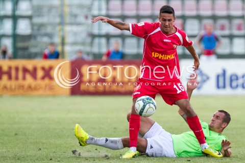 09.08.2014 LODZ PILKA NOZNA POLSKA PIERWSZA LIGA SEZON 2014/2015 FOOTBALL POLISH  WIDZEW LODZ - DOLCAN ZABKI N/Z KONRAD WRZSINSKI DAMIAN JAKUBIK  
