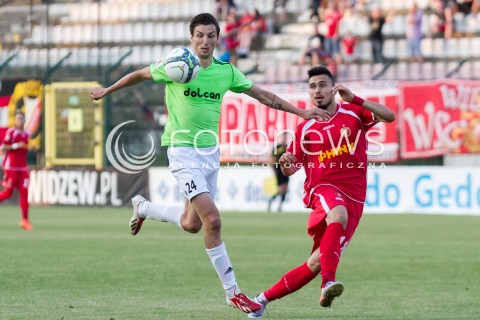  09.08.2014 LODZ PILKA NOZNA POLSKA PIERWSZA LIGA SEZON 2014/2015 FOOTBALL POLISH  WIDZEW LODZ - DOLCAN ZABKI N/Z KRYSTIAN NOWAK DAMIAN SWIERBLEWSKI  