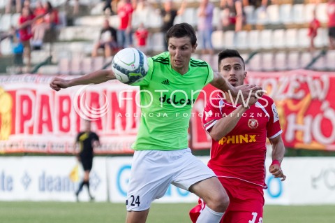  09.08.2014 LODZ PILKA NOZNA POLSKA PIERWSZA LIGA SEZON 2014/2015 FOOTBALL POLISH  WIDZEW LODZ - DOLCAN ZABKI N/Z KRYSTIAN NOWAK DAMIAN SWIERBLEWSKI  