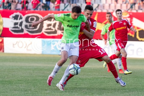  09.08.2014 LODZ PILKA NOZNA POLSKA PIERWSZA LIGA SEZON 2014/2015 FOOTBALL POLISH  WIDZEW LODZ - DOLCAN ZABKI N/Z KRYSTIAN NOWAK DAMIAN SWIERBLEWSKI  