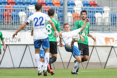  13.08.2014 RZESZOW PILKA NOZNA<br />PUCHAR POLSKI - I RUNDA<br />MECZ STAL RZESZOW - GORNIK LECZNA<br />N/Z MICHAL LISANCZUK BARTOSZ KWIECIEN <br /> 