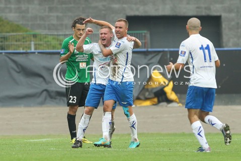  13.08.2014 RZESZOW PILKA NOZNA<br />PUCHAR POLSKI - I RUNDA<br />MECZ STAL RZESZOW - GORNIK LECZNA<br />N/Z MICHAL LISANCZUK BRAMKA NA 1:1 DLA STALI RADOSC EMOCJE<br /> 