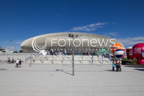  16.08.2014 KRAKOW ARENA<br />XII MEMORIAL HUBERTA JERZEGO WAGNERA<br />MECZ CHINY - ROSJA<br />N/Z HALA KRAKOW ARENA WIDOK VIEW PANORAMA ZEWNATRZ OUTSIDE BUDYNEK<br /> 
