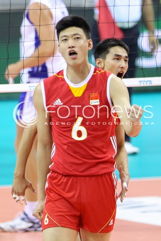  16.08.2014 KRAKOW ARENA<br />XII MEMORIAL HUBERTA JERZEGO WAGNERA<br />MECZ CHINY - ROSJA<br />N/Z CHUNLONG LIANG RADOSC EMOCJE SYLWETKA <br /> 