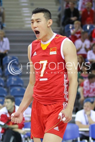  16.08.2014 KRAKOW ARENA<br />XII MEMORIAL HUBERTA JERZEGO WAGNERA<br />MECZ CHINY - ROSJA<br />N/Z WEIJUN ZHONG SYLWETKA RADOSC EMOCJE <br /> 