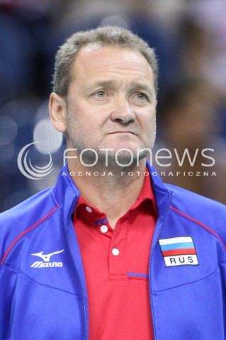  16.08.2014 KRAKOW ARENA<br />XII MEMORIAL HUBERTA JERZEGO WAGNERA<br />MECZ CHINY - ROSJA<br />N/Z ANDRIEJ VORONKOV - TRENER ( HEAD COACH ) SYLWETKA GLOWKA PORTRET<br /> 