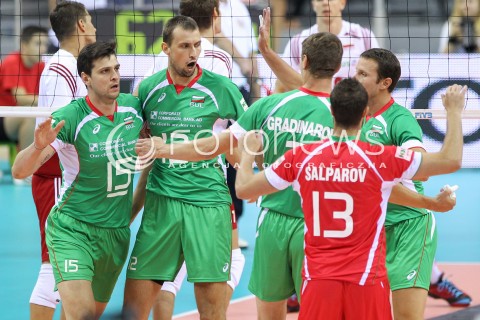  16.08.2014 KRAKOW ARENA<br />XII MEMORIAL HUBERTA JERZEGO WAGNERA<br />MECZ POLSKA - BULGARIA<br />N/Z TODOR ALEKSIEV VIKTOR YOSIFOV RADOSC EMOCJE <br /> 