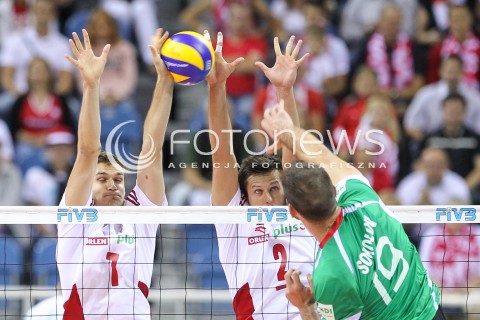  16.08.2014 KRAKOW ARENA<br />XII MEMORIAL HUBERTA JERZEGO WAGNERA<br />MECZ POLSKA - BULGARIA<br />N/Z KAROL KLOS MICHAL WINIARSKI <br /> 