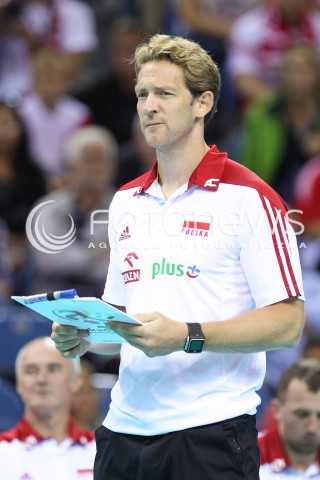 16.08.2014 KRAKOW ARENA<br />XII MEMORIAL HUBERTA JERZEGO WAGNERA<br />MECZ POLSKA - BULGARIA<br />N/Z STEPHANE ANTIGA - TRENER ( HEAD COACH ) SYLWETKA <br /> 
