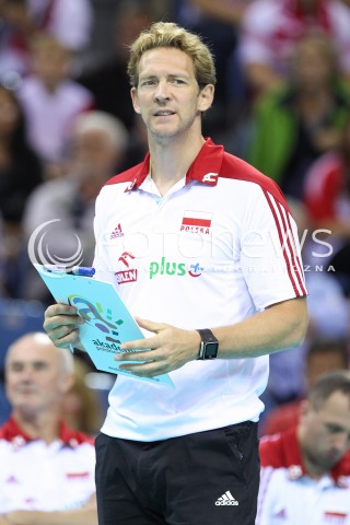  16.08.2014 KRAKOW ARENA<br />XII MEMORIAL HUBERTA JERZEGO WAGNERA<br />MECZ POLSKA - BULGARIA<br />N/Z STEPHANE ANTIGA - TRENER ( HEAD COACH ) SYLWETKA <br /> 