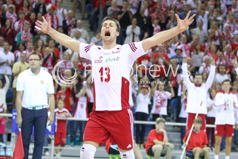  16.08.2014 KRAKOW ARENA<br />XII MEMORIAL HUBERTA JERZEGO WAGNERA<br />MECZ POLSKA - BULGARIA<br />N/Z MICHAL KUBIAK SYLWETKA RADOSC EMOCJE <br /> 