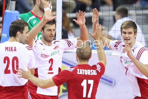  16.08.2014 KRAKOW ARENA<br />XII MEMORIAL HUBERTA JERZEGO WAGNERA<br />MECZ POLSKA - BULGARIA<br />N/Z MICHAL WINIARSKI KAROL KLOS RADOSC EMOCJE <br /> 