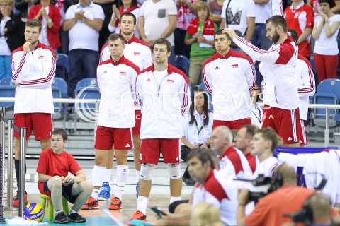  16.08.2014 KRAKOW ARENA<br />XII MEMORIAL HUBERTA JERZEGO WAGNERA<br />MECZ POLSKA - BULGARIA<br />N/Z LAWKA REZERWOWYCH REZERWOWI KRZYSZTOF IGNACZAK MICHAL KUBIAK BARTOSZ KUREK ANDRZEJ WRONA FABIAN DRZYZGA MARCIN MOZDZONEK <br /> 
