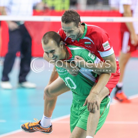  16.08.2014 KRAKOW ARENA<br />XII MEMORIAL HUBERTA JERZEGO WAGNERA<br />MECZ POLSKA - BULGARIA<br />N/Z VALENTIN BRATOEV TEODOR SALPAROV RADOSC EMOCJE WYGRANA<br /> 