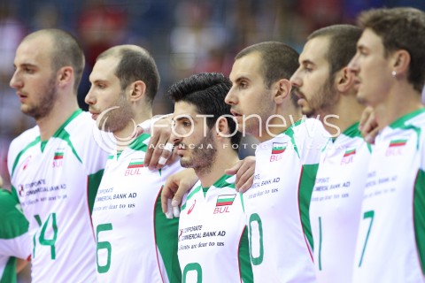  17.08.2014 KRAKOW ARENA<br />XII MEMORIAL HUBERTA JERZEGO WAGNERA<br />MECZ BULGARIA - ROSJA<br />N/Z TODOR SKRIMOV VALENTIN BRATOEV GEORGI BRATOEV REPREZENTACJA BULGARII<br /> 
