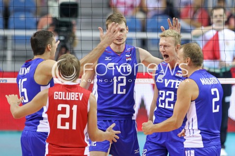  17.08.2014 KRAKOW ARENA<br />XII MEMORIAL HUBERTA JERZEGO WAGNERA<br />MECZ BULGARIA - ROSJA<br />N/Z ARTEM SMOLIAR DENIS ZEMCHENOK RADOSC EMOCJE <br /> 