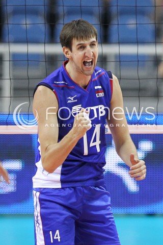  17.08.2014 KRAKOW ARENA<br />XII MEMORIAL HUBERTA JERZEGO WAGNERA<br />MECZ BULGARIA - ROSJA<br />N/Z ARTEM VOLVICH RADOSC EMOCJE SYLWETKA <br /> 