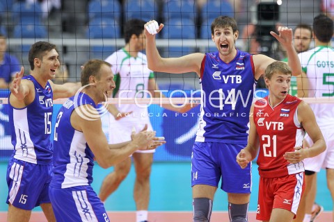  17.08.2014 KRAKOW ARENA<br />XII MEMORIAL HUBERTA JERZEGO WAGNERA<br />MECZ BULGARIA - ROSJA<br />N/Z ARTEM VOLVICH VALENTIN GOLUBEV DMITRIY ILINYKH RADOSC EMOCJE <br /> 