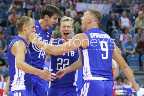  17.08.2014 KRAKOW ARENA<br />XII MEMORIAL HUBERTA JERZEGO WAGNERA<br />MECZ BULGARIA - ROSJA<br />N/Z DENIS ZEMCHENOK ARTEM VOLVICH RADOSC EMOCJE <br /> 