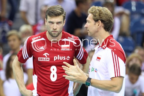  17.08.2014 KRAKOW ARENA<br />XII MEMORIAL HUBERTA JERZEGO WAGNERA<br />MECZ POLSKA - CHINY<br />N/Z ANDRZEJ WRONA STEPHANE ANTIGA - TRENER ( HEAD COACH ) <br /> 