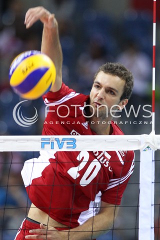  17.08.2014 KRAKOW ARENA<br />XII MEMORIAL HUBERTA JERZEGO WAGNERA<br />MECZ POLSKA - CHINY<br />N/Z MATEUSZ MIKA SYLWETKA ATAK<br /> 