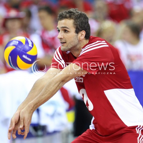  17.08.2014 KRAKOW ARENA<br />XII MEMORIAL HUBERTA JERZEGO WAGNERA<br />MECZ POLSKA - CHINY<br />N/Z MATEUSZ MIKA SYLWETKA <br /> 