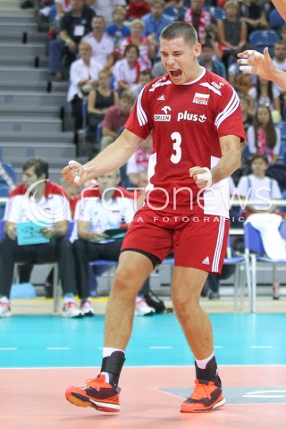  17.08.2014 KRAKOW ARENA<br />XII MEMORIAL HUBERTA JERZEGO WAGNERA<br />MECZ POLSKA - CHINY<br />N/Z DAWID KONARSKI SYLWETKA RADOSC EMOCJE <br /> 