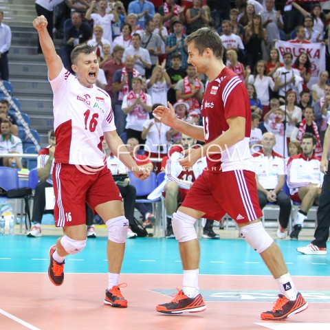  17.08.2014 KRAKOW ARENA<br />XII MEMORIAL HUBERTA JERZEGO WAGNERA<br />MECZ POLSKA - CHINY<br />N/Z KRZYSZTOF IGNACZAK MICHAL KUBIAK RADOSC EMOCJE <br /> 