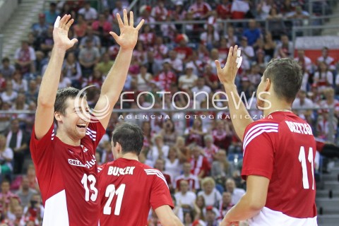  17.08.2014 KRAKOW ARENA<br />XII MEMORIAL HUBERTA JERZEGO WAGNERA<br />MECZ POLSKA - CHINY<br />N/Z MICHAL KUBIAK RADOSC EMOCJE SYLWETKA <br /> 