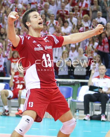  17.08.2014 KRAKOW ARENA<br />XII MEMORIAL HUBERTA JERZEGO WAGNERA<br />MECZ POLSKA - CHINY<br />N/Z MICHAL KUBIAK RADOSC EMOCJE SYLWETKA <br /> 