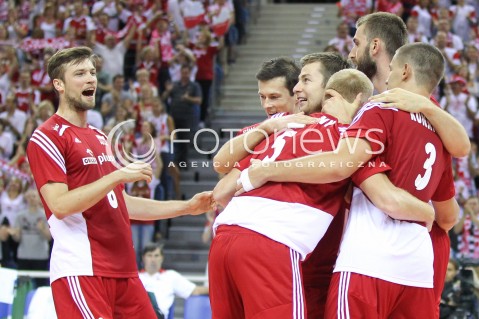 17.08.2014 KRAKOW ARENA<br />XII MEMORIAL HUBERTA JERZEGO WAGNERA<br />MECZ POLSKA - CHINY<br />N/Z ANDRZEJ WRONA RADOSC EMOCJE MICHAL KUBIAK PAWEL ZAGUMNY <br /> 