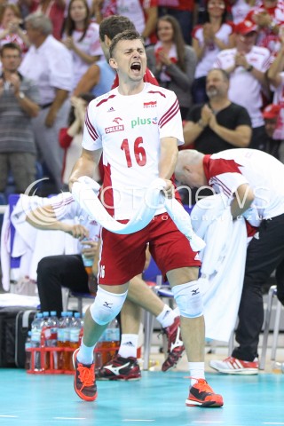  17.08.2014 KRAKOW ARENA<br />XII MEMORIAL HUBERTA JERZEGO WAGNERA<br />MECZ POLSKA - CHINY<br />N/Z KRZYSZTOF IGNACZAK RADOSC EMOCJE SYLWETKA <br /> 