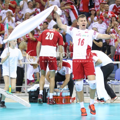  17.08.2014 KRAKOW ARENA<br />XII MEMORIAL HUBERTA JERZEGO WAGNERA<br />MECZ POLSKA - CHINY<br />N/Z KRZYSZTOF IGNACZAK RADOSC EMOCJE SYLWETKA <br /> 