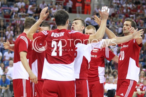  17.08.2014 KRAKOW ARENA<br />XII MEMORIAL HUBERTA JERZEGO WAGNERA<br />MECZ POLSKA - CHINY<br />N/Z KRZYSZTOF IGNACZAK MATEUSZ MIKA RADOSC EMOCJE <br /> 