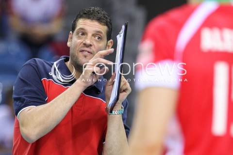  18.08.2014 KRAKOW ARENA<br />XII MEMORIAL HUBERTA JERZEGO WAGNERA<br />MECZ CHINY - BULGARIA<br />N/Z PLAMEN KONSTANTINOV - TRENER ( HEAD COACH ) SYLWETKA <br /> 