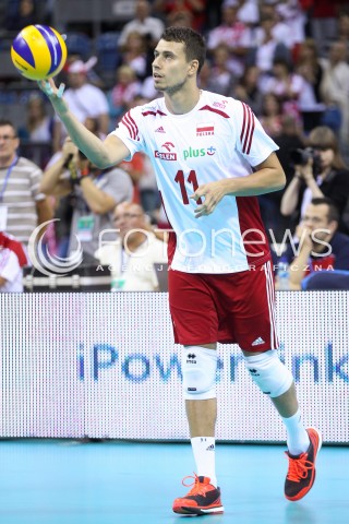  18.08.2014 KRAKOW ARENA<br />XII MEMORIAL HUBERTA JERZEGO WAGNERA<br />MECZ POLSKA - ROSJA ( MATCH POLAND - RUSSIA ) <br />N/Z FABIAN DRZYZGA SYLWETKA<br /> 